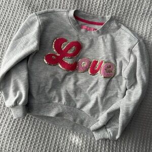 Isaac Mizrahi Gray Sweatshirt with Red and Pink Love Design